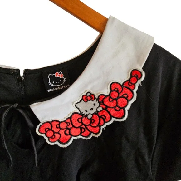 Torrid Hello Kitty Dress‎ Peter Pan Collar Fit Flare Black Size 20 NWT - Picture 6 of 15
